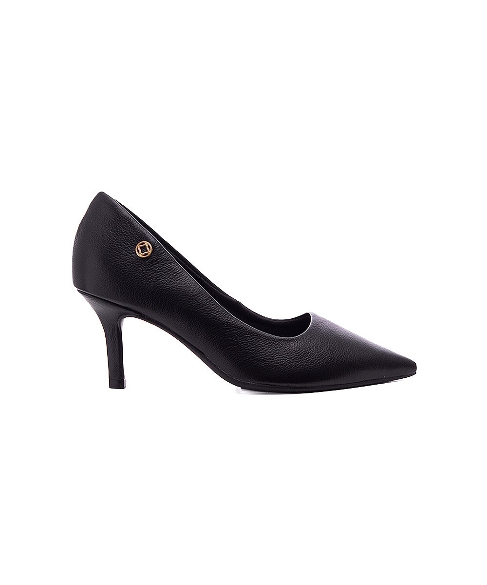 Sapato Scarpin Pixolé Salto Fino Couro Preto