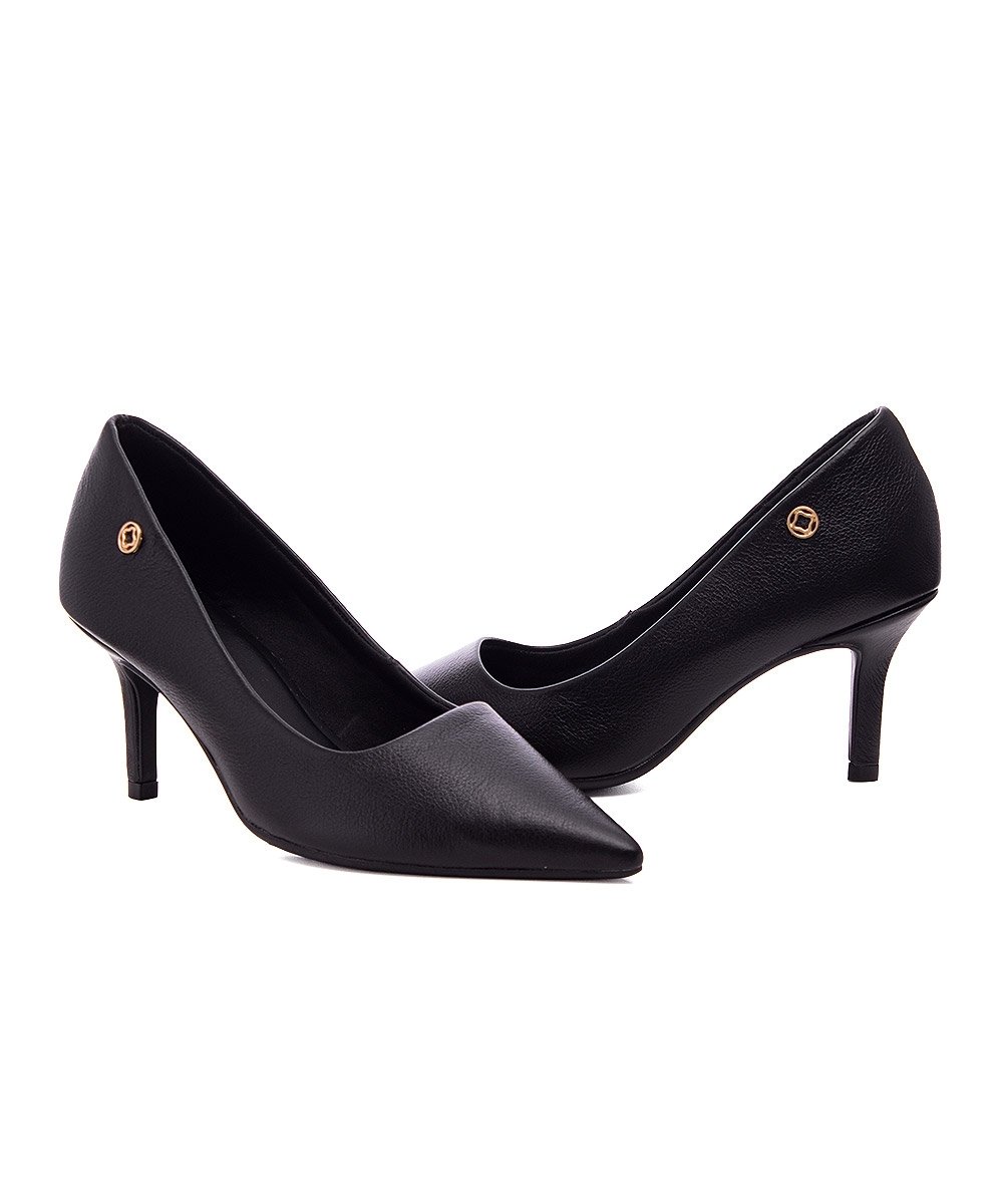 Sapato Scarpin Pixolé Salto Fino Couro Preto Preto 4