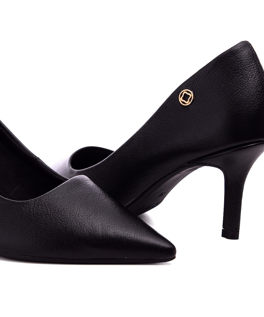 Sapato Scarpin Pixolé Salto Fino Couro Preto Preto 5