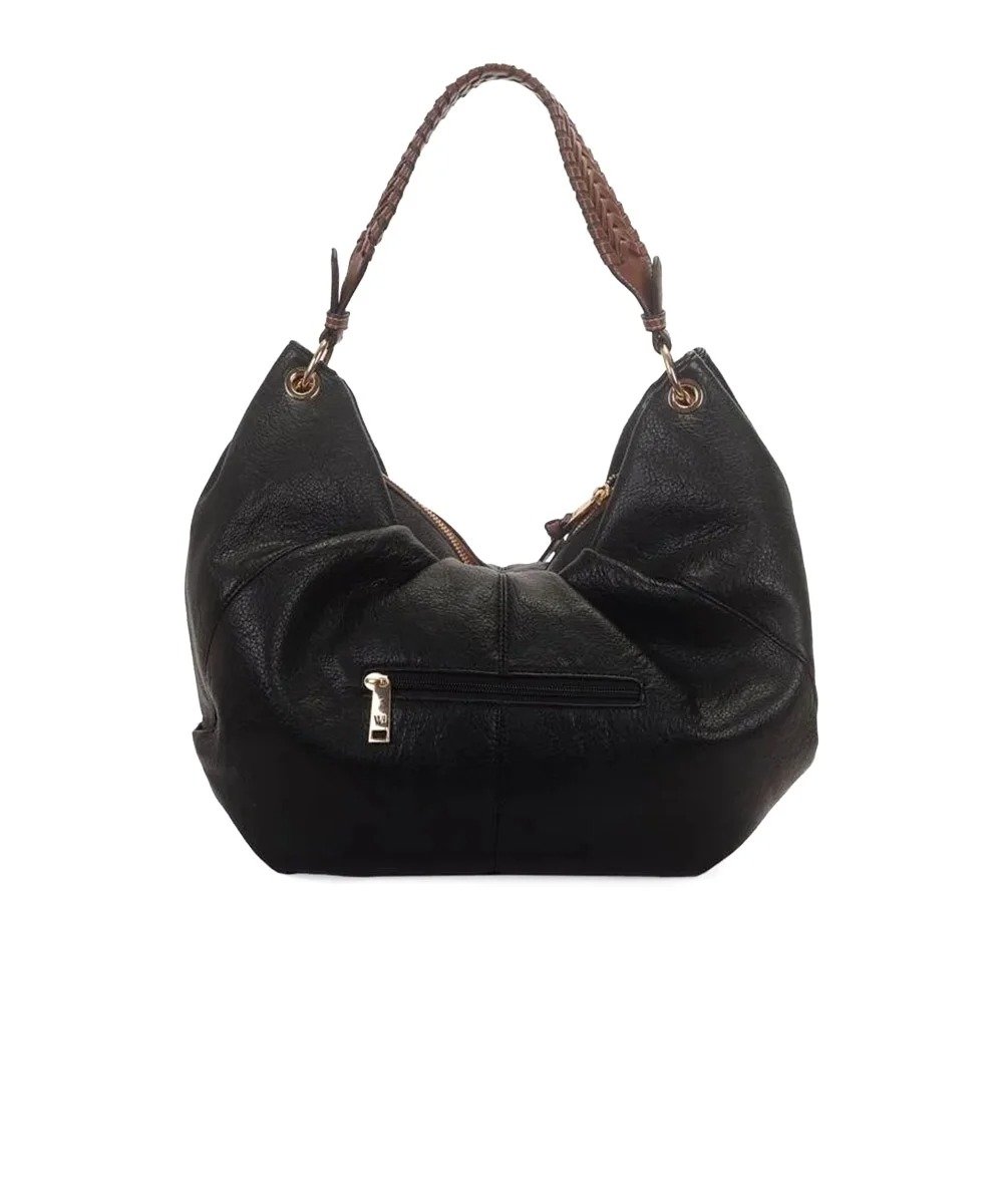 Bolsa Hobo Wj Grande Alça Trançada Preto Preto 3