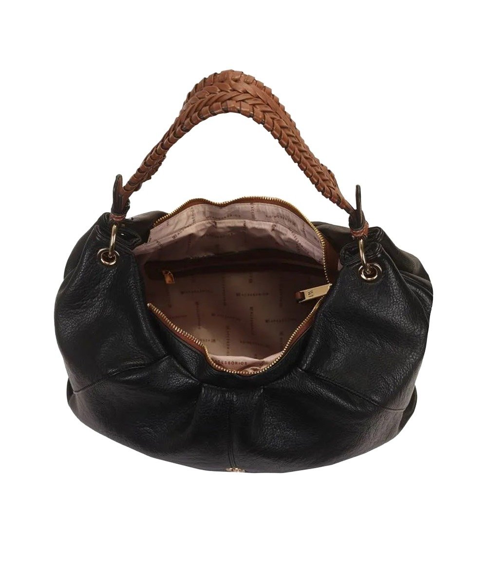 Bolsa Hobo Wj Grande Alça Trançada Preto Preto 5