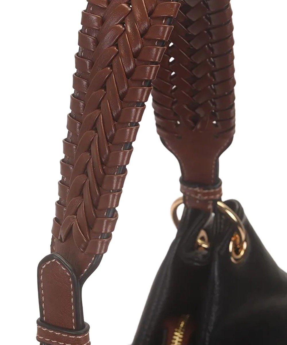 Bolsa Hobo Wj Grande Alça Trançada Preto Preto 6
