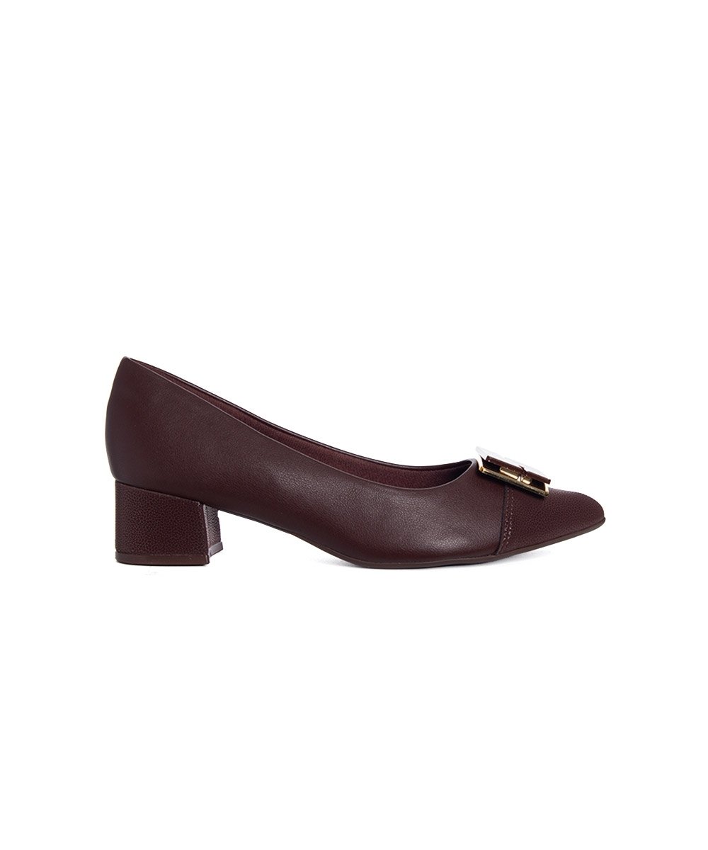 Sapato Scarpin Piccadilly Salto Bloco Marrom