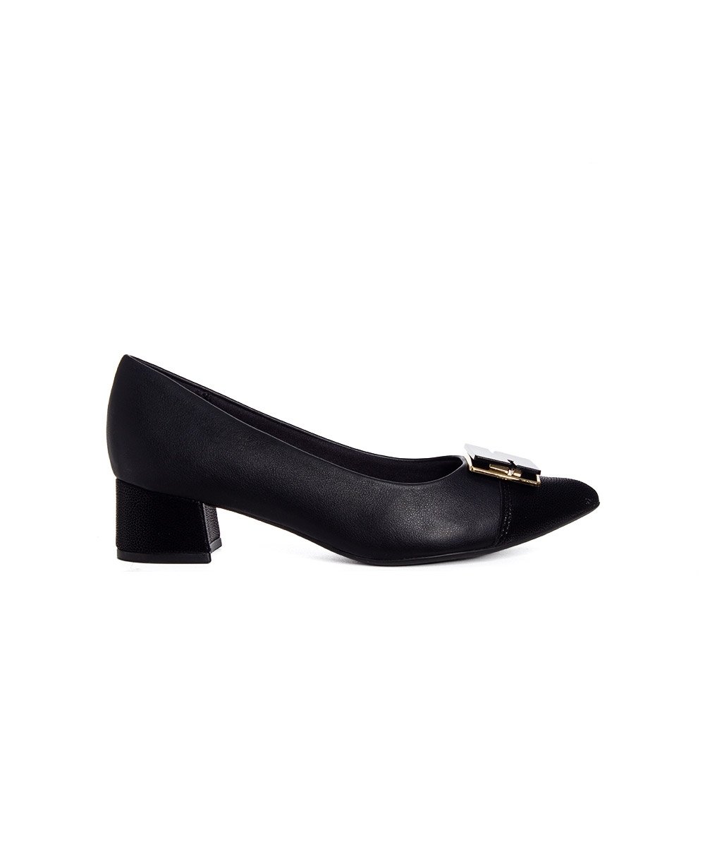 Sapato Scarpin Piccadilly Salto Bloco Preto