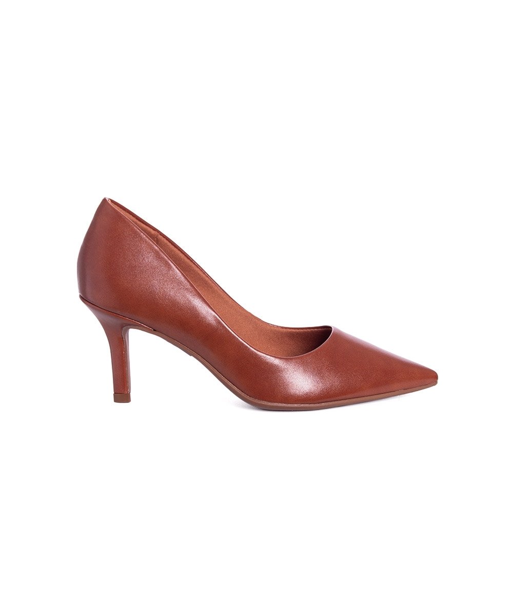 Scarpin Bebecê Salto Médio Fino Caramelo