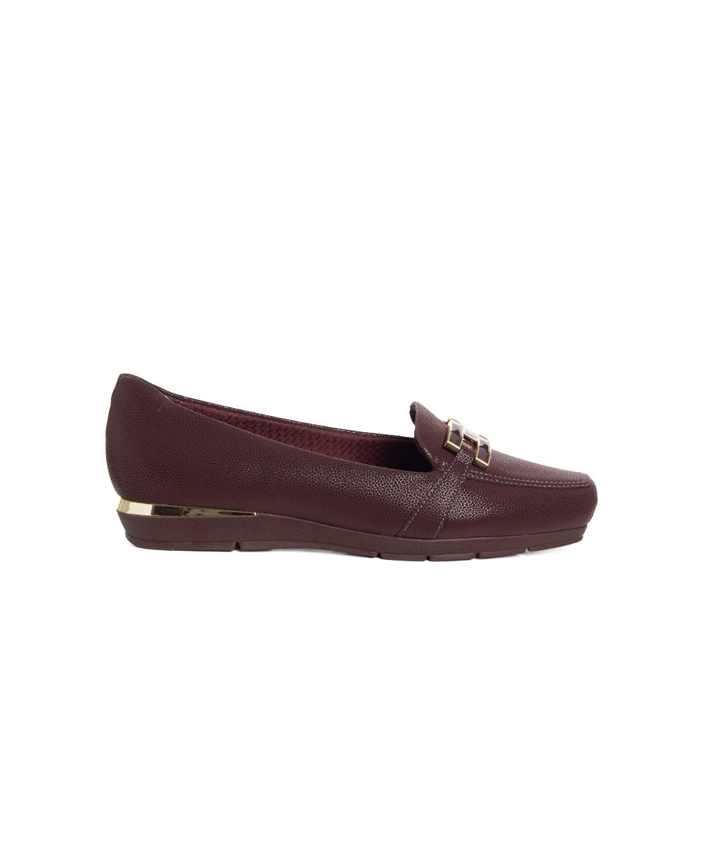 Sapato Loafer Piccadilly Fernanda Salto Baixo Marrom