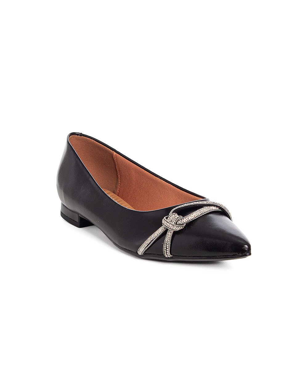 Sapatilha Bico Fino Vizzano Strass Salto Baixo Preto Preto 3