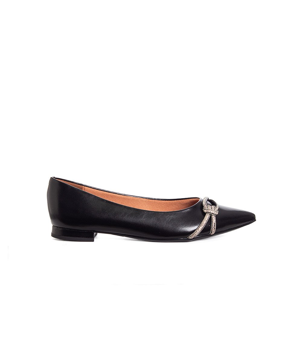 Sapatilha Bico Fino Vizzano Strass Salto Baixo Preto Preto 4