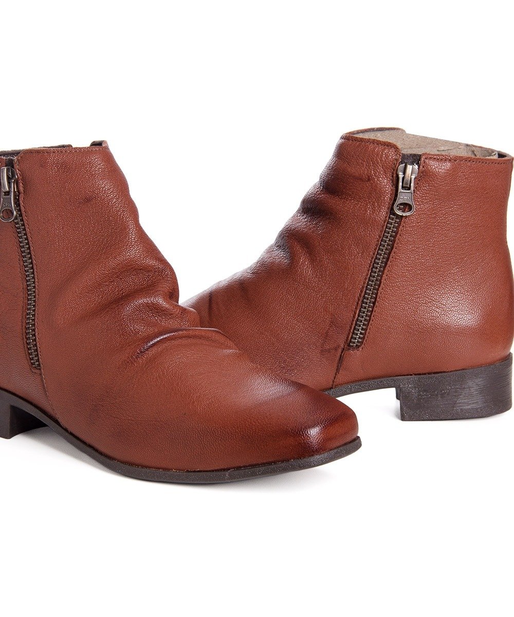 Bota Cano Curto Chamonix Salto Médio Couro Marrom Marrom 2