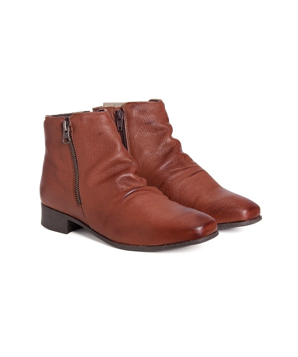 Bota Cano Curto Chamonix Salto Médio Couro Marrom Marrom 3