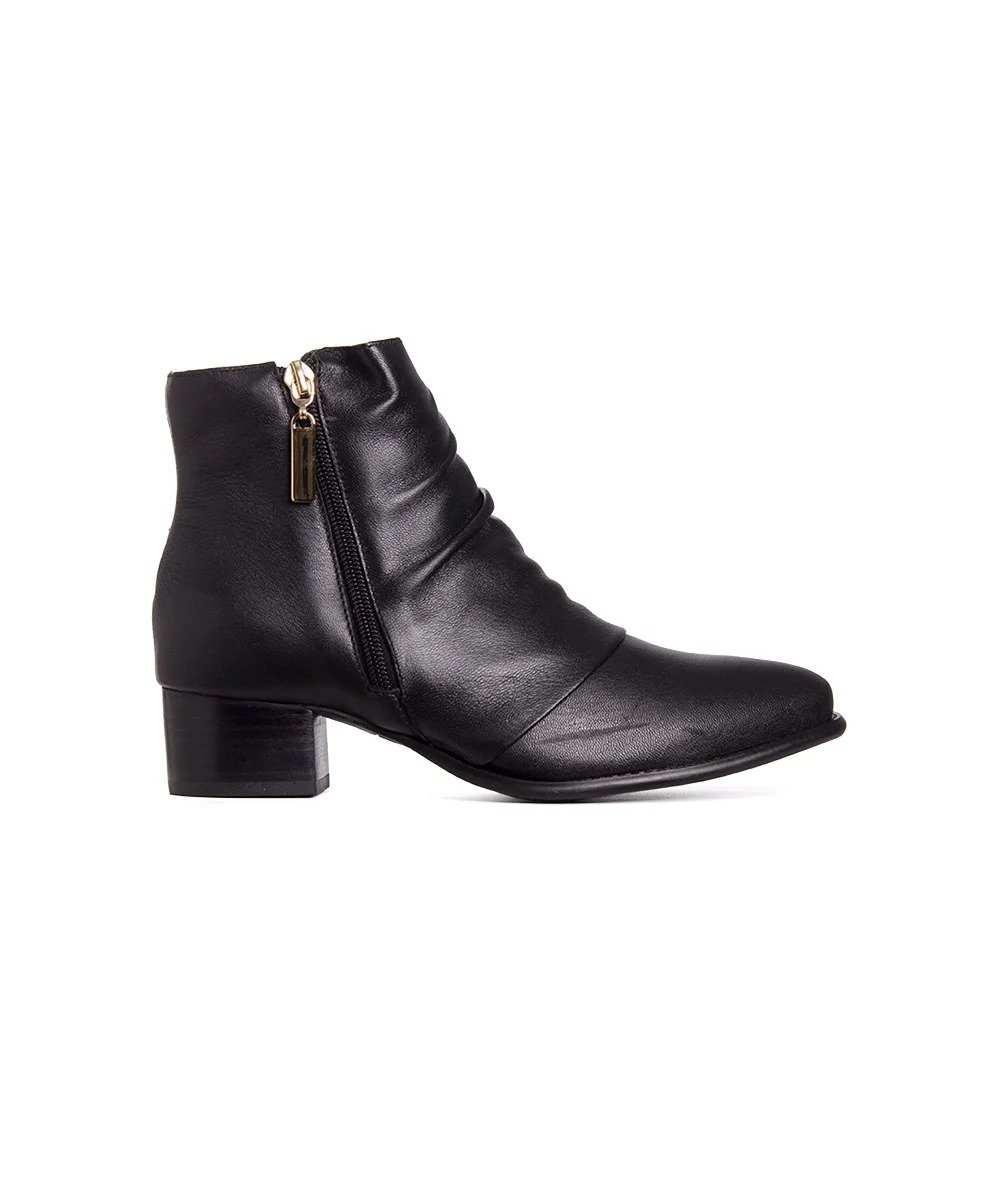 Bota Cano Curto Chamonix Salto Médio Couro Preto Preto 2