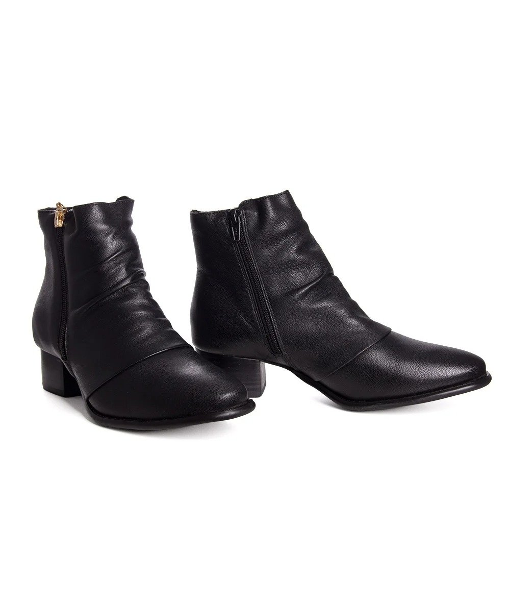 Bota Cano Curto Chamonix Salto Médio Couro Preto Preto 4