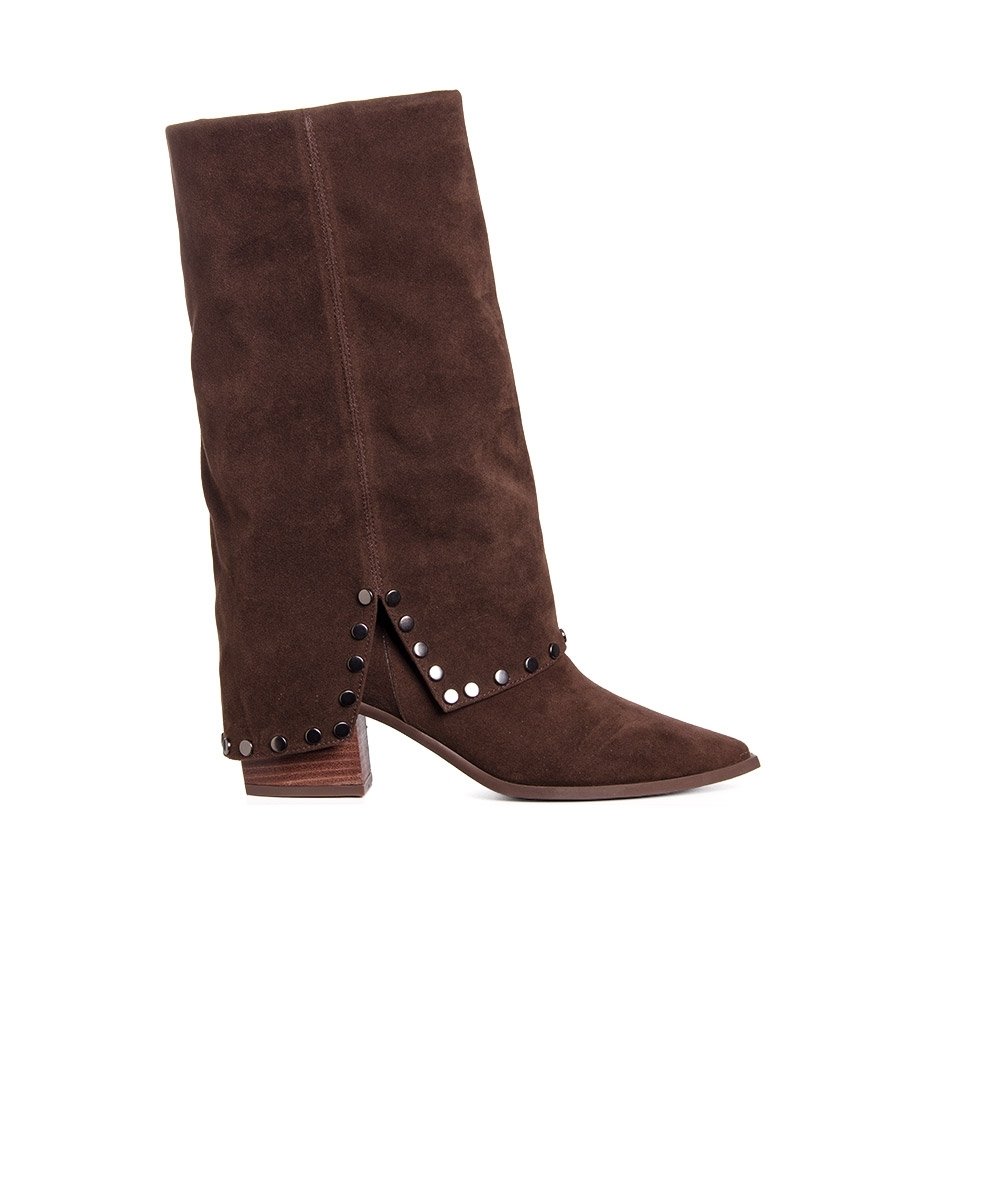 Bota Cano Longo Pixolé Salto Bloco Marrom