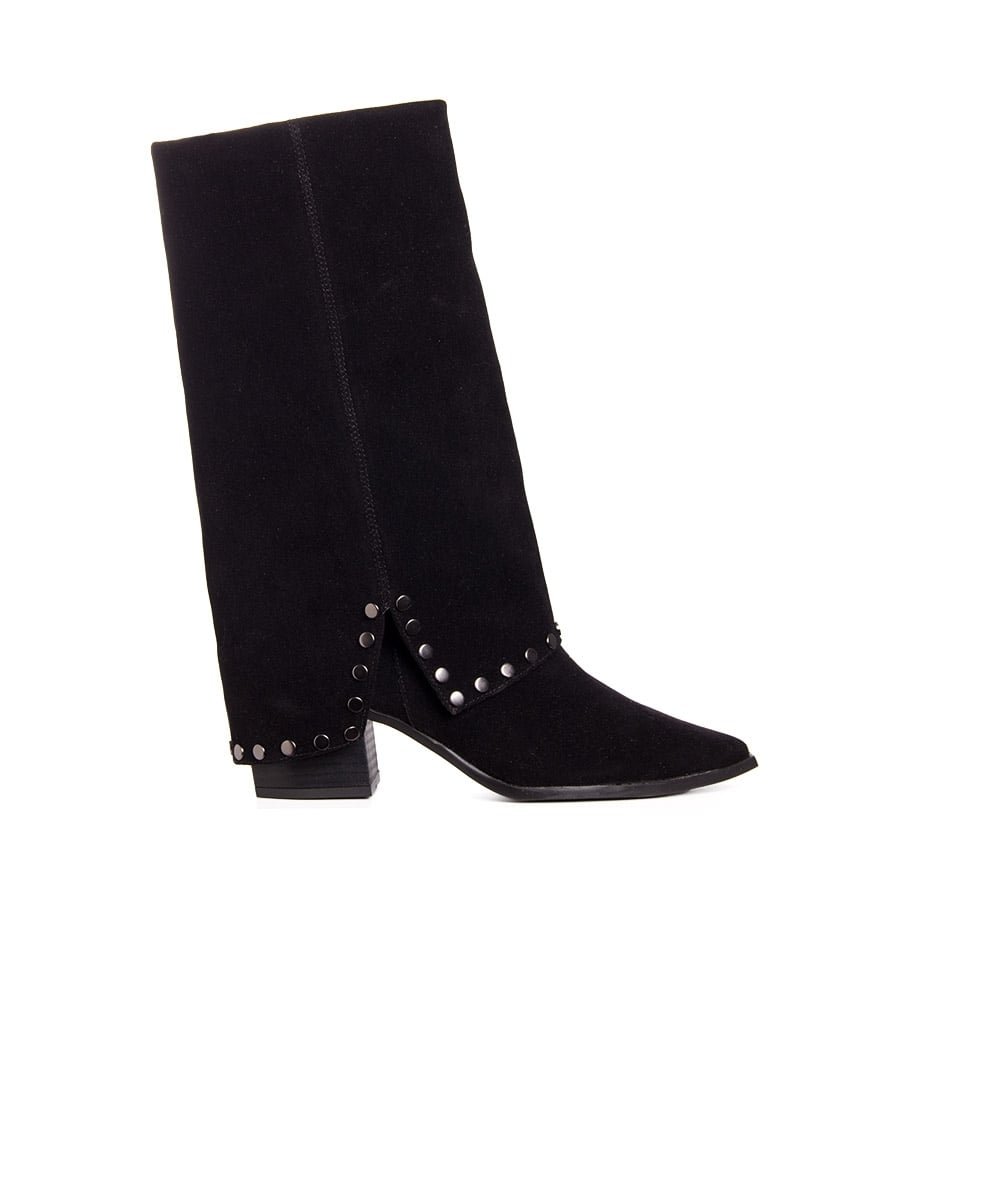 Bota Cano Longo Pixolé Salto Bloco Preto