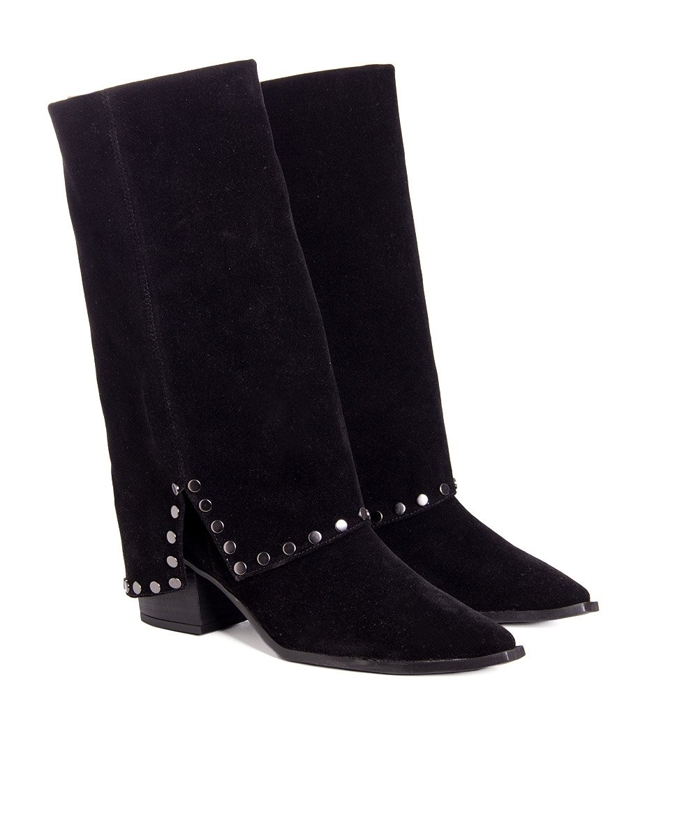 Bota Cano Longo Pixolé Salto Bloco Preto Preto 3