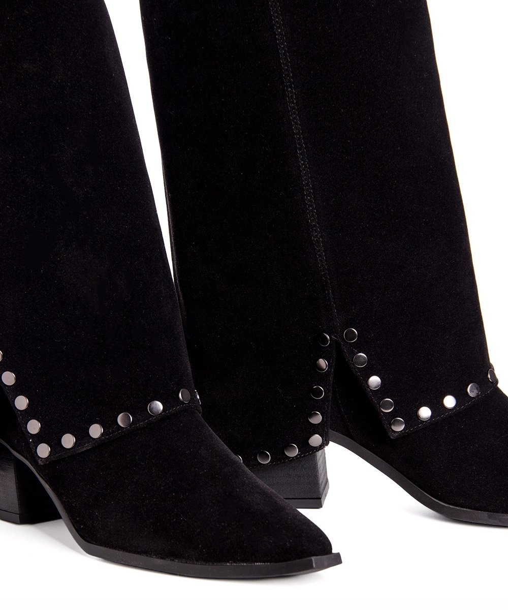 Bota Cano Longo Pixolé Salto Bloco Preto Preto 5