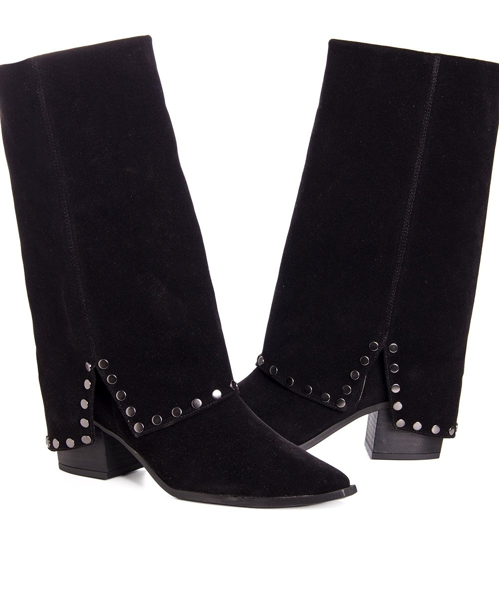 Bota Cano Longo Pixolé Salto Bloco Preto Preto 6