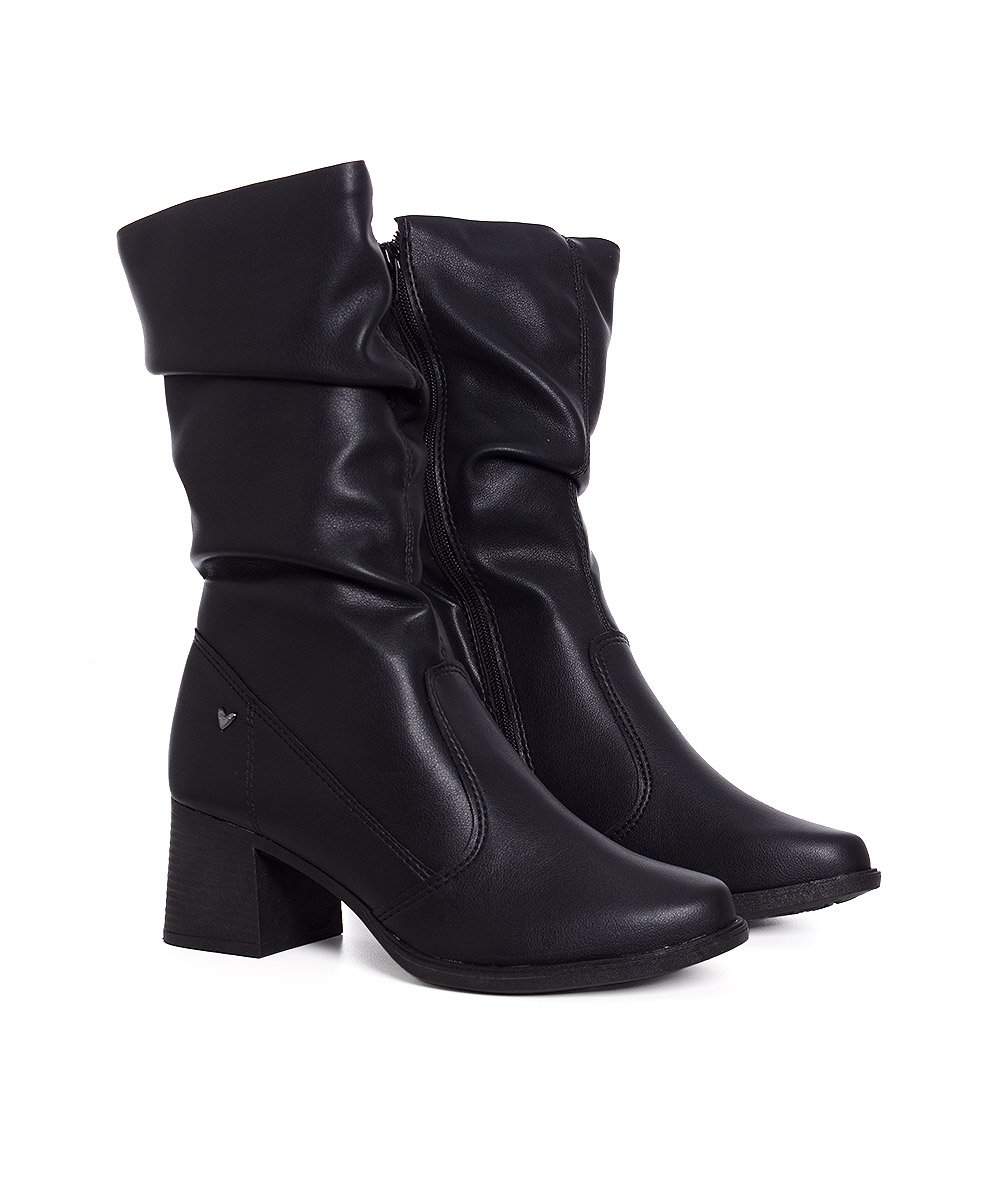 Bota Cano Médio Mississipi Salto Bloco Preto