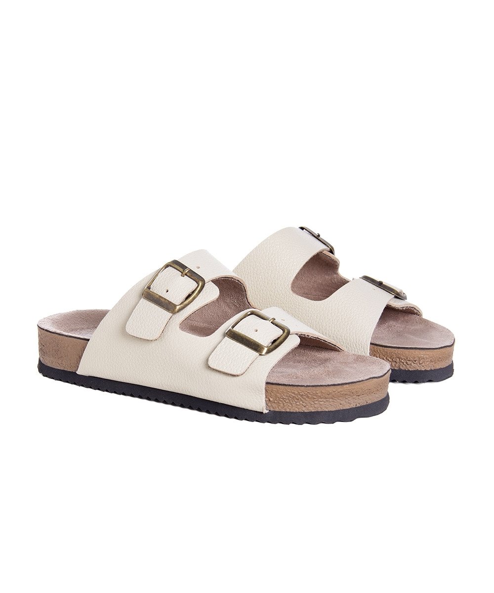 Tamanco Flat Pixolé Fivelas Couro Branco Branco 3