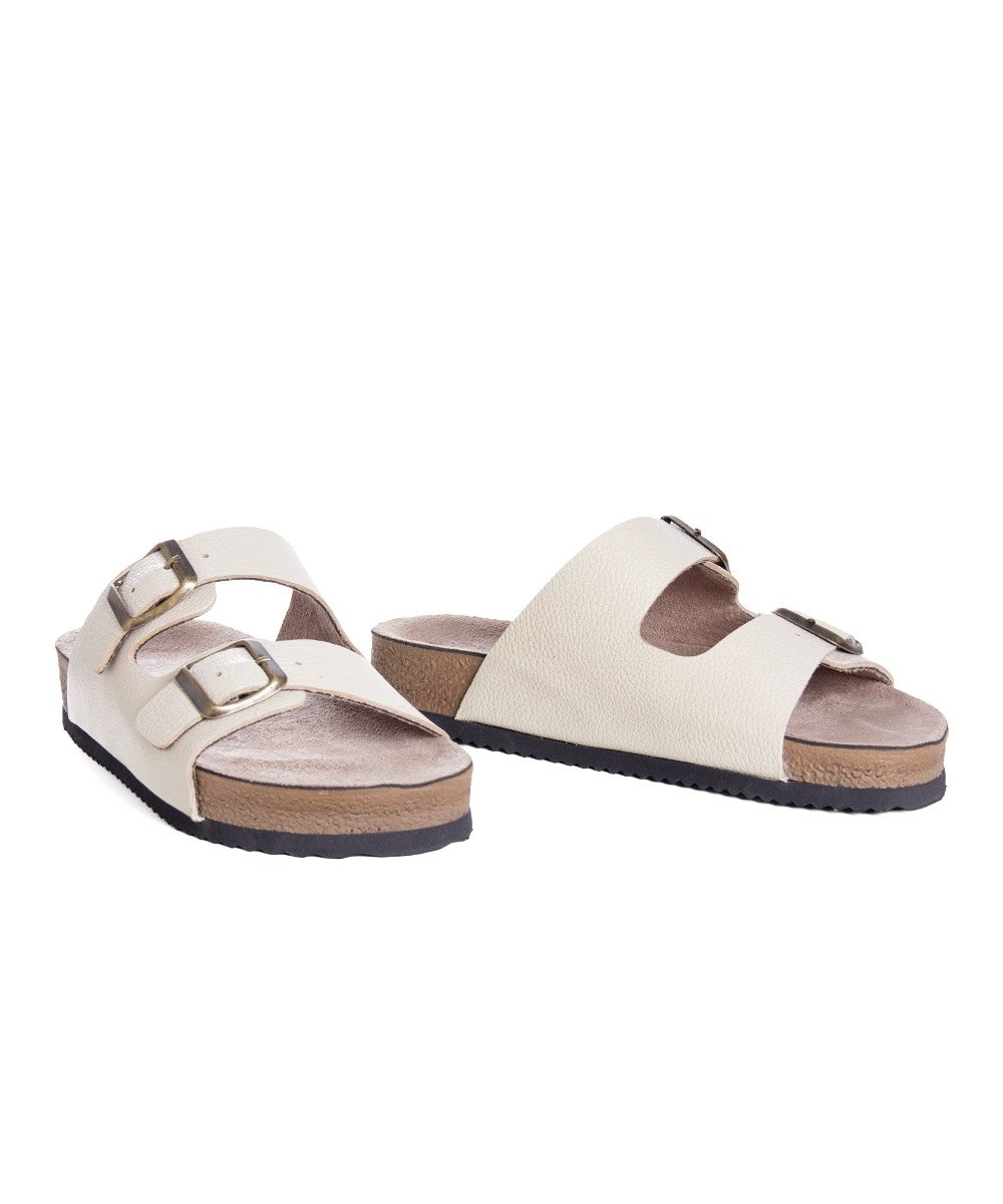 Tamanco Flat Pixolé Fivelas Couro Branco Branco 4