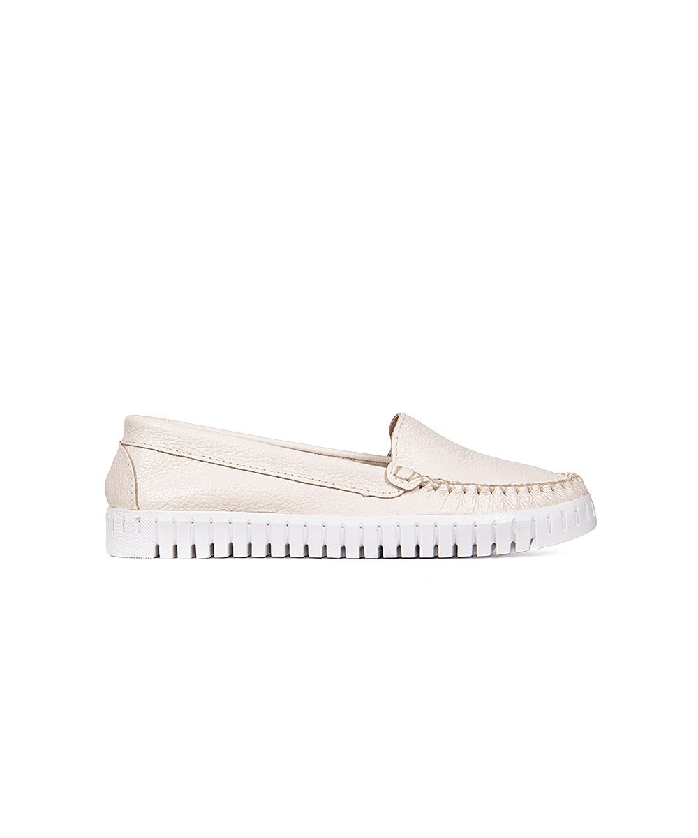 Mocassim Feminino Pixolé Couro Marfim