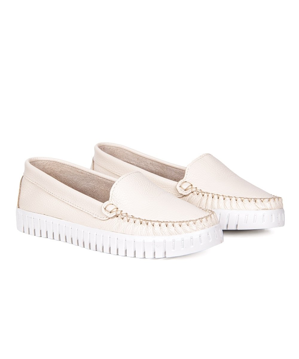 Mocassim Feminino Pixolé Couro Marfim Marfim 3