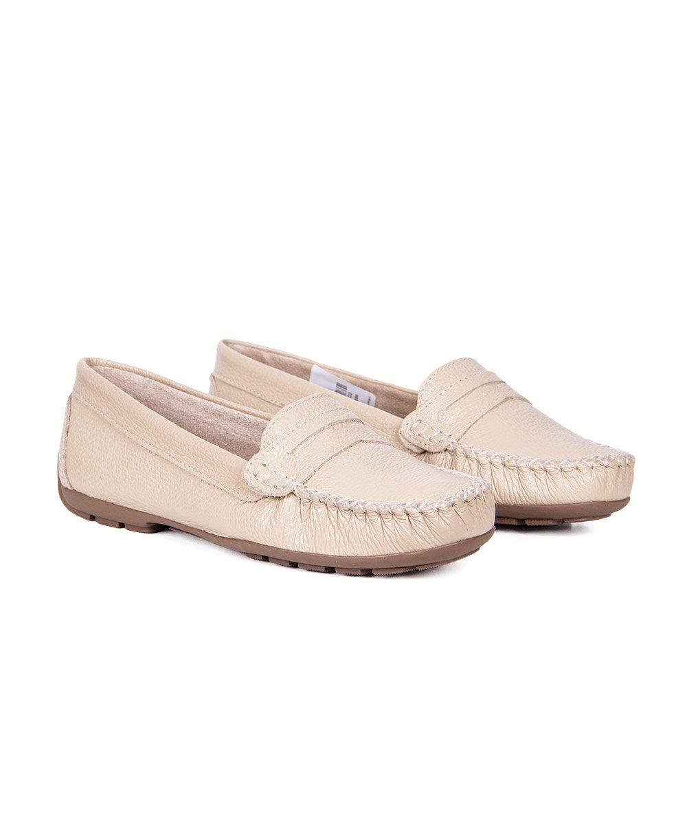 Mocassim Pixolé Feminino Couro Bege Bege 3