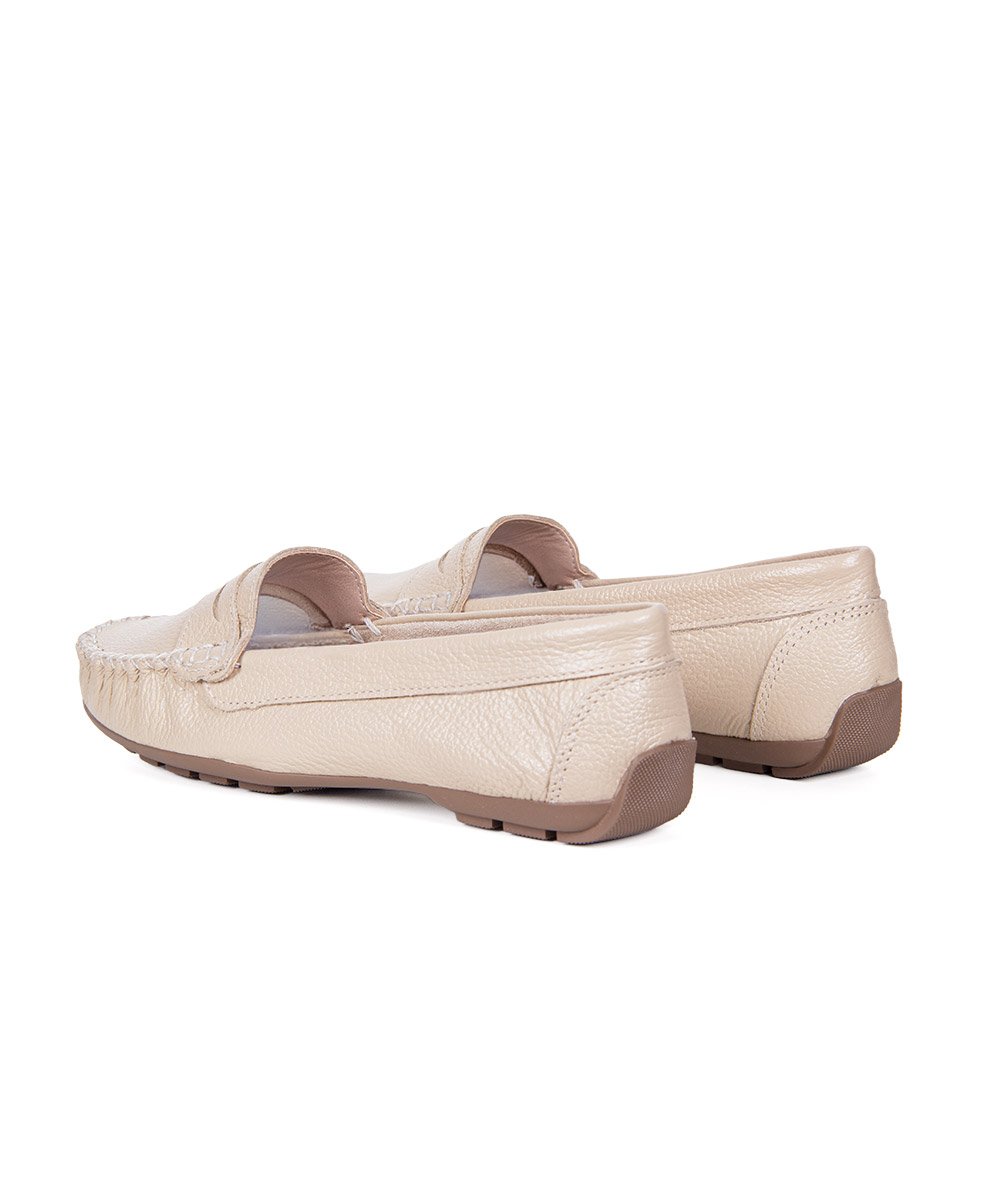 Mocassim Pixolé Feminino Couro Bege Bege 4