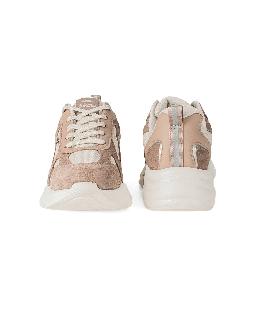 Tênis Feminino Dakota Dad Sneaker Couro Bege Bege/Marrom 7