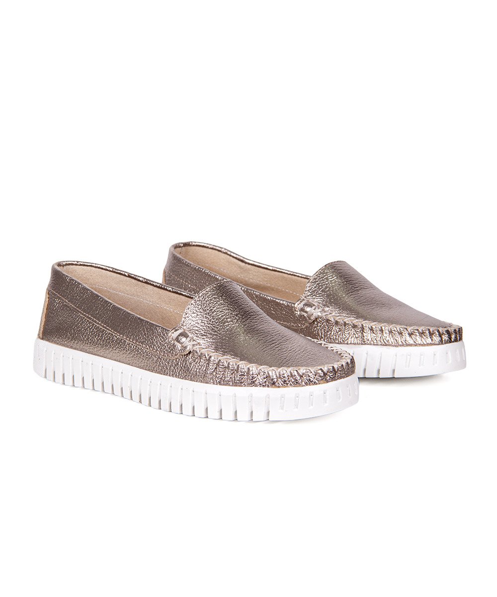 Mocassim Feminino Pixolé Couro Prata Velho Prata Velho 3