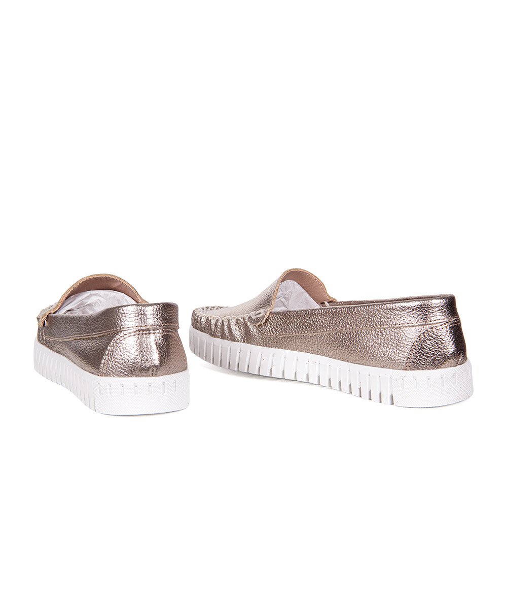 Mocassim Feminino Pixolé Couro Prata Velho Prata Velho 4