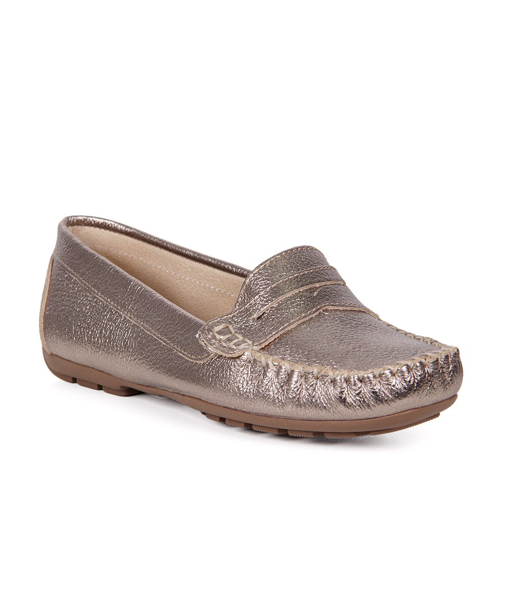 Mocassim Pixolé Feminino Couro Prata Velho