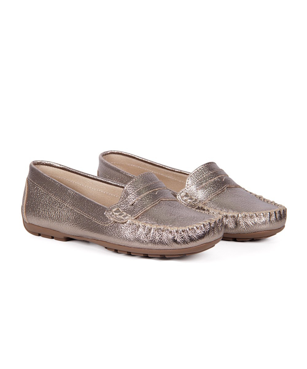 Mocassim Pixolé Feminino Couro Prata Velho Prata Velho 3