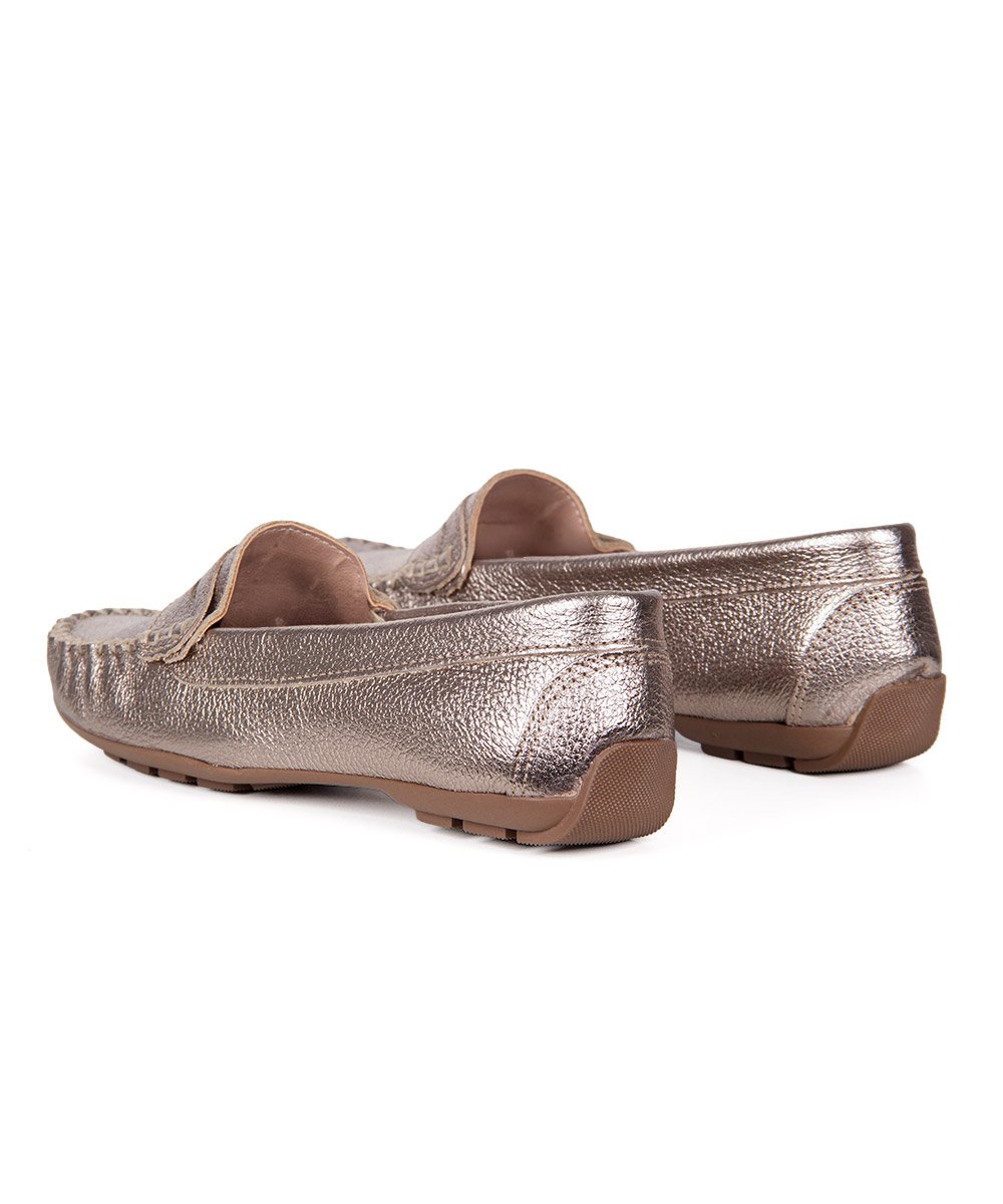 Mocassim Pixolé Feminino Couro Prata Velho Prata Velho 4