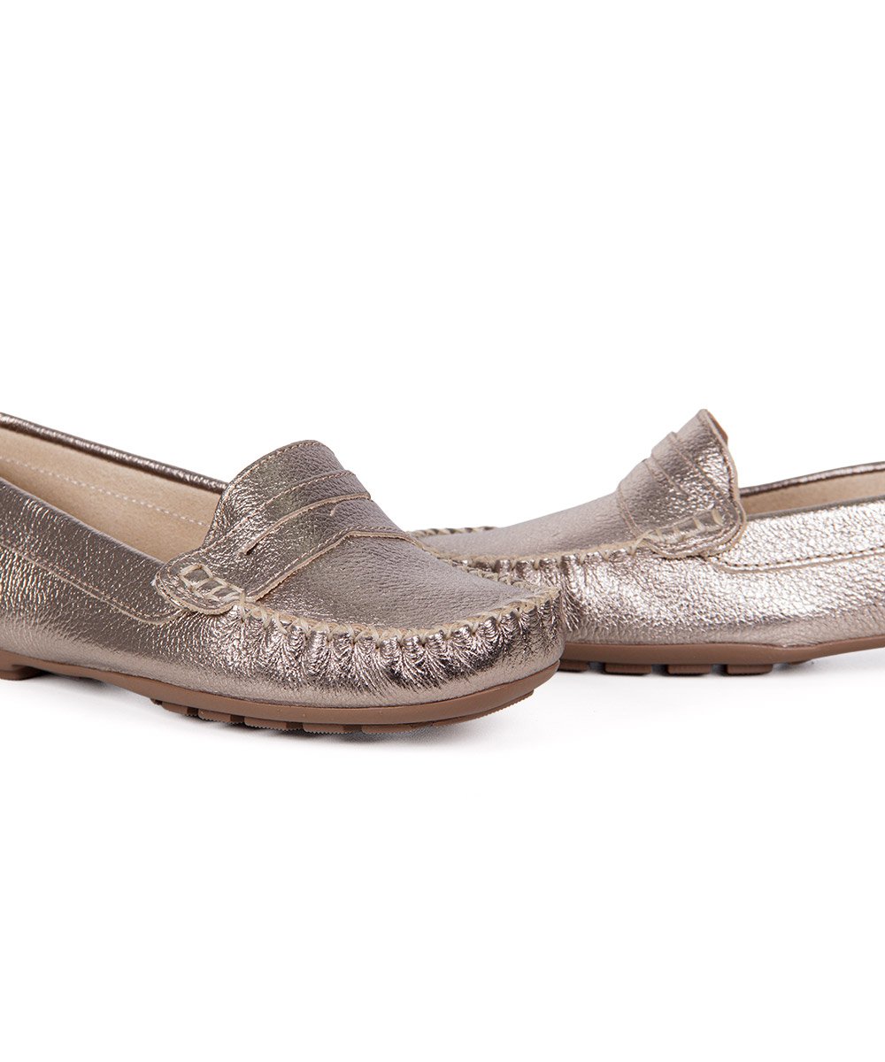Mocassim Pixolé Feminino Couro Prata Velho Prata Velho 5