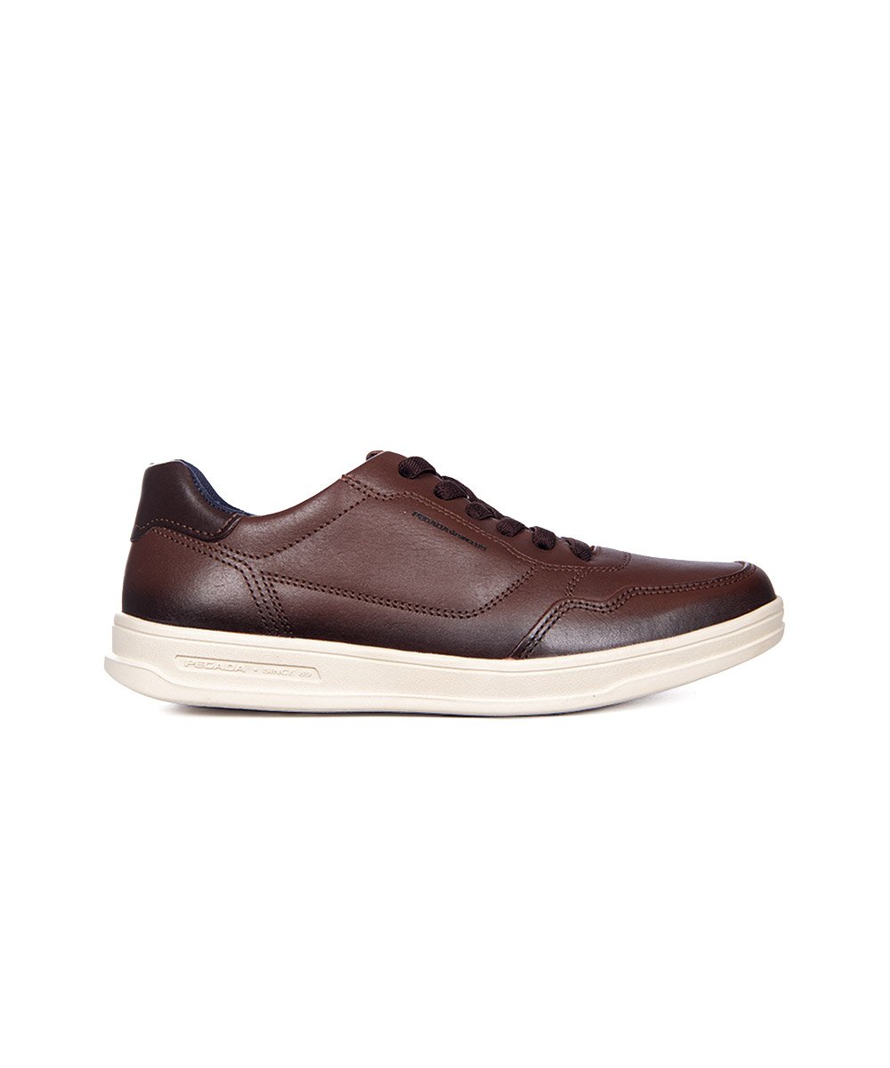 Tênis Masculino Pegada Casual Couro Marrom Marrom 2