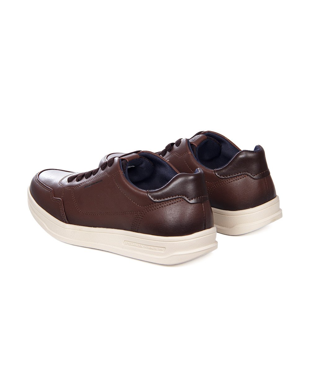Tênis Masculino Pegada Casual Couro Marrom Marrom 5