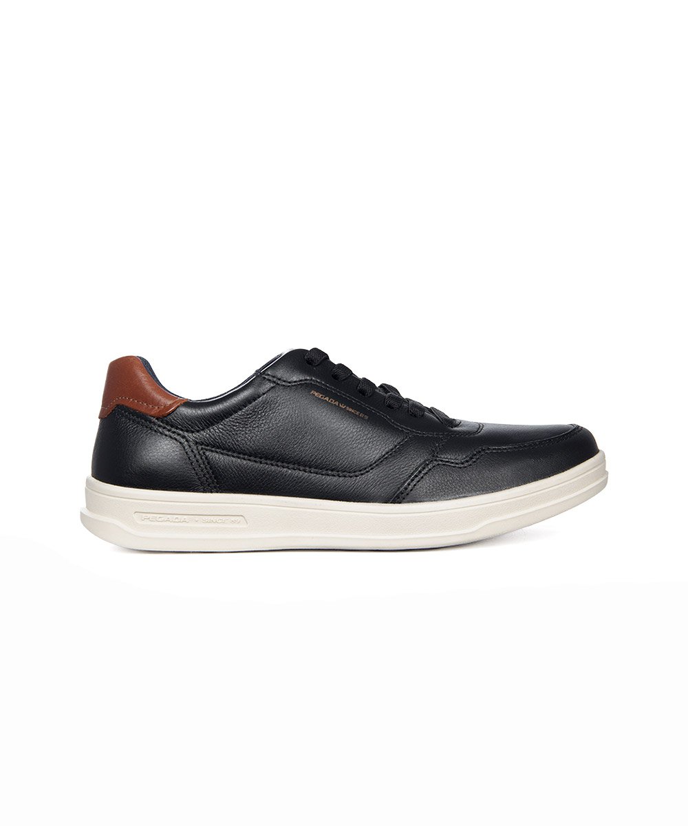 Tênis Masculino Pegada Casual Couro Preto Preto 3