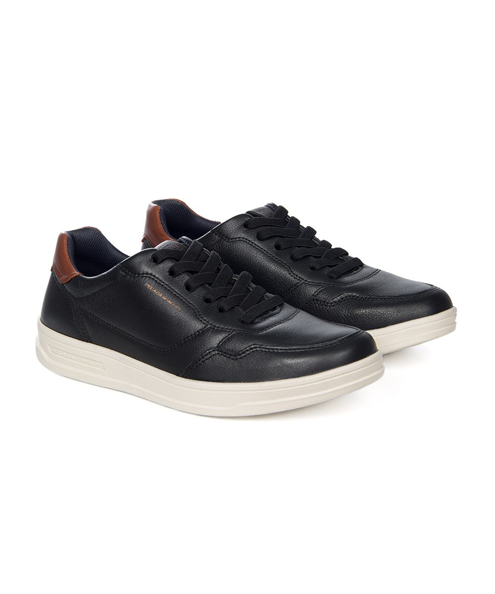 Tênis Masculino Pegada Casual Couro Preto Preto 4