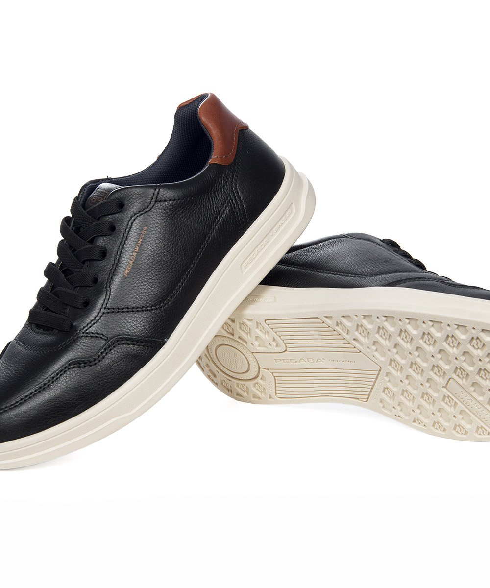 Tênis Masculino Pegada Casual Couro Preto Preto 5