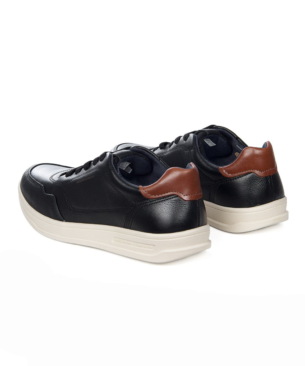 Tênis Masculino Pegada Casual Couro Preto Preto 6