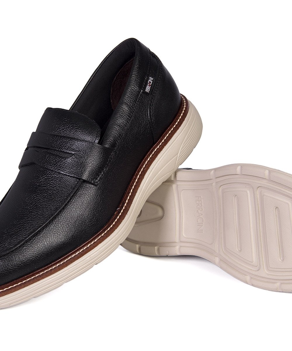 Sapato Masculino Ferracini Slip On Couro Preto Preto 5