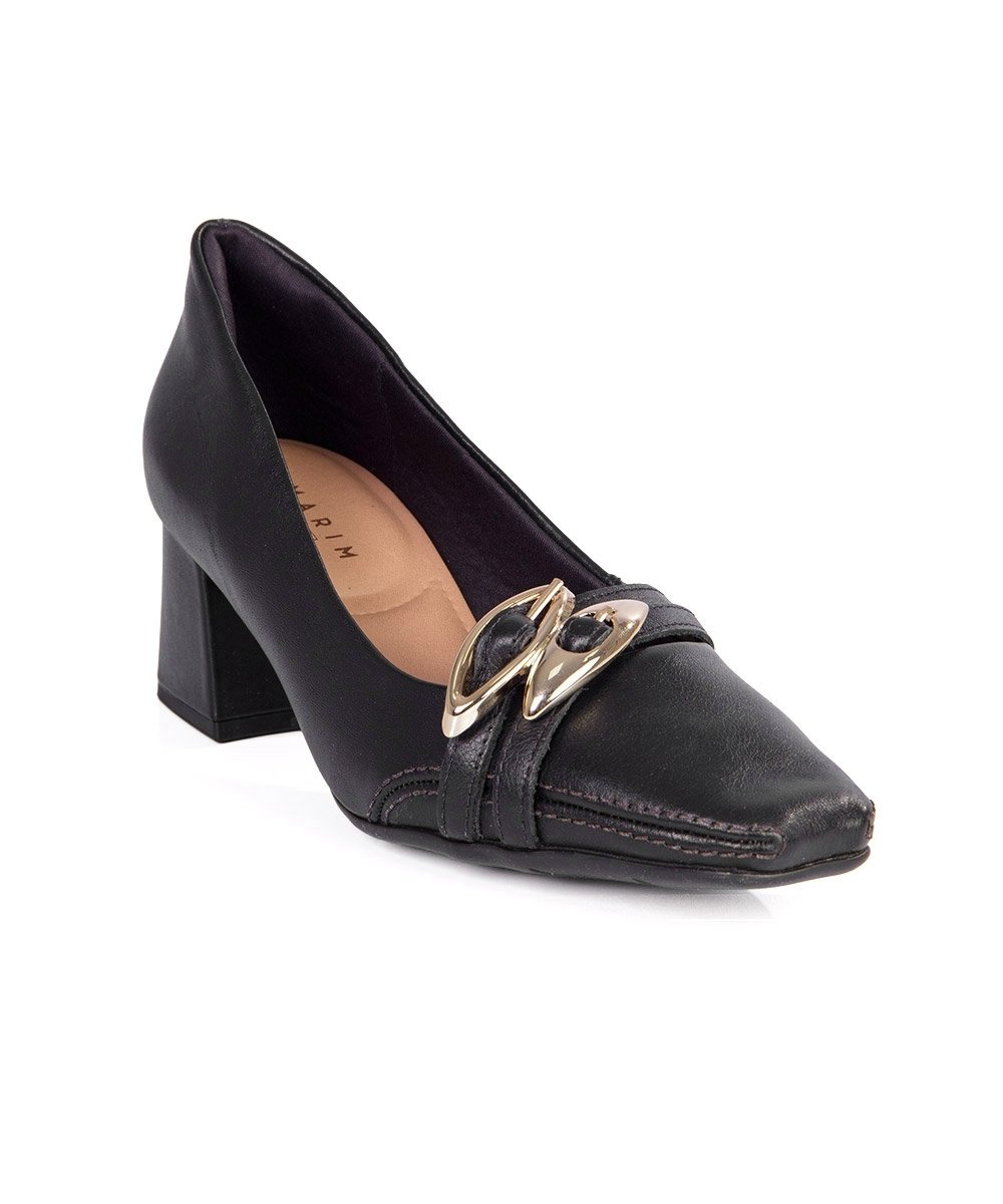Sapato Feminino Ramarim Salto Bloco Couro Preto Preto 2