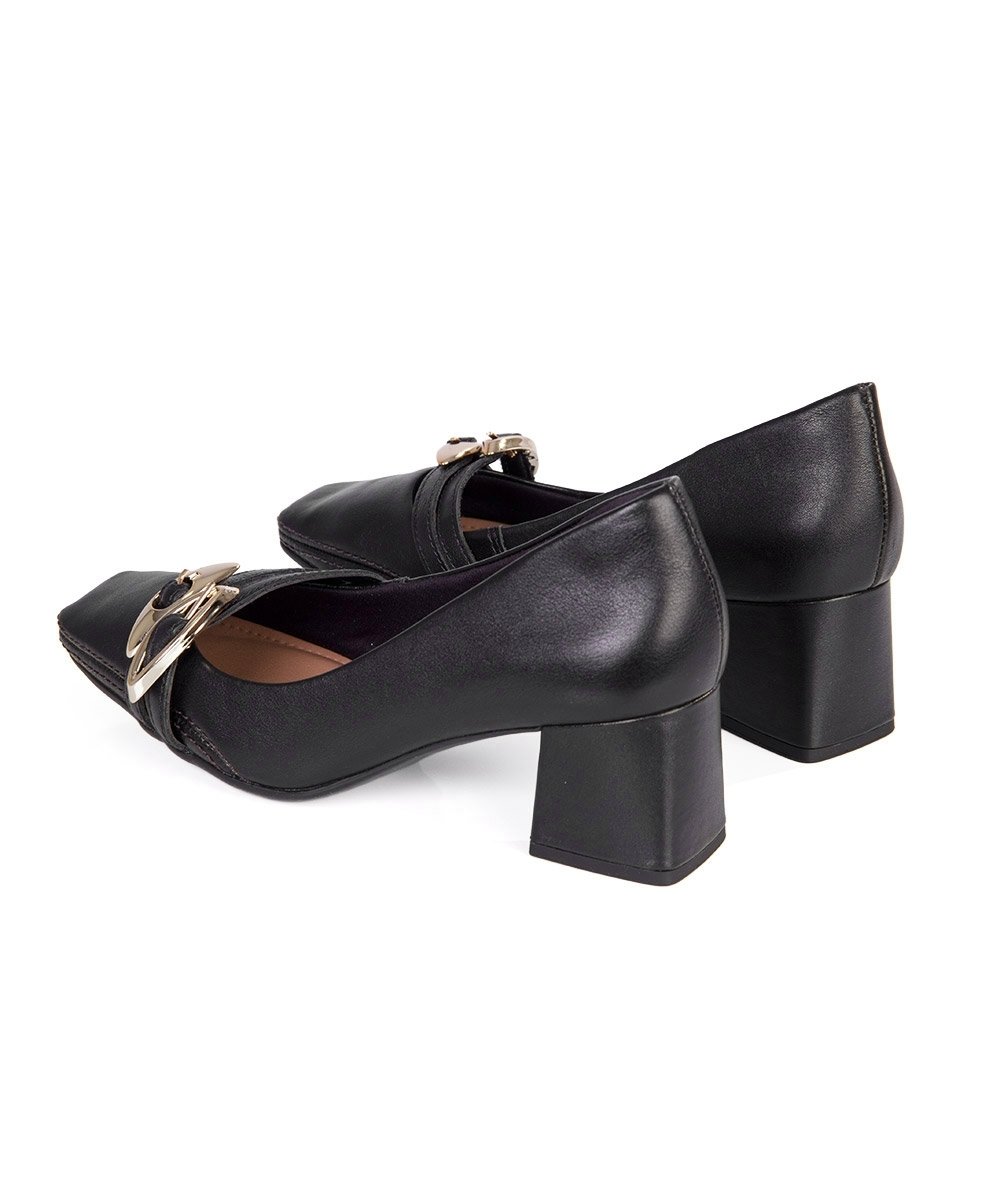 Sapato Feminino Ramarim Salto Bloco Couro Preto Preto 5