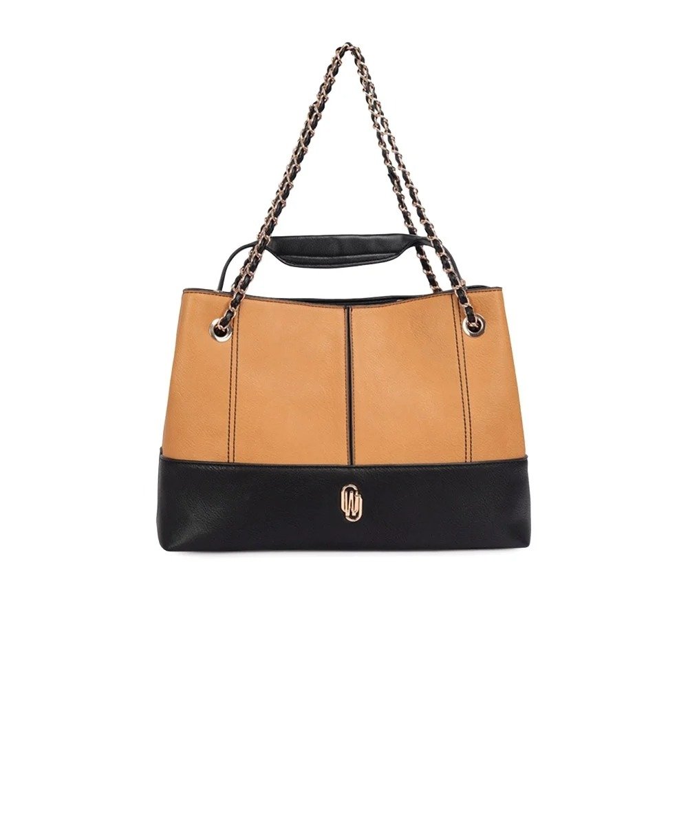 Bolsa Satchel Wj Grande Alca Corrente Camel