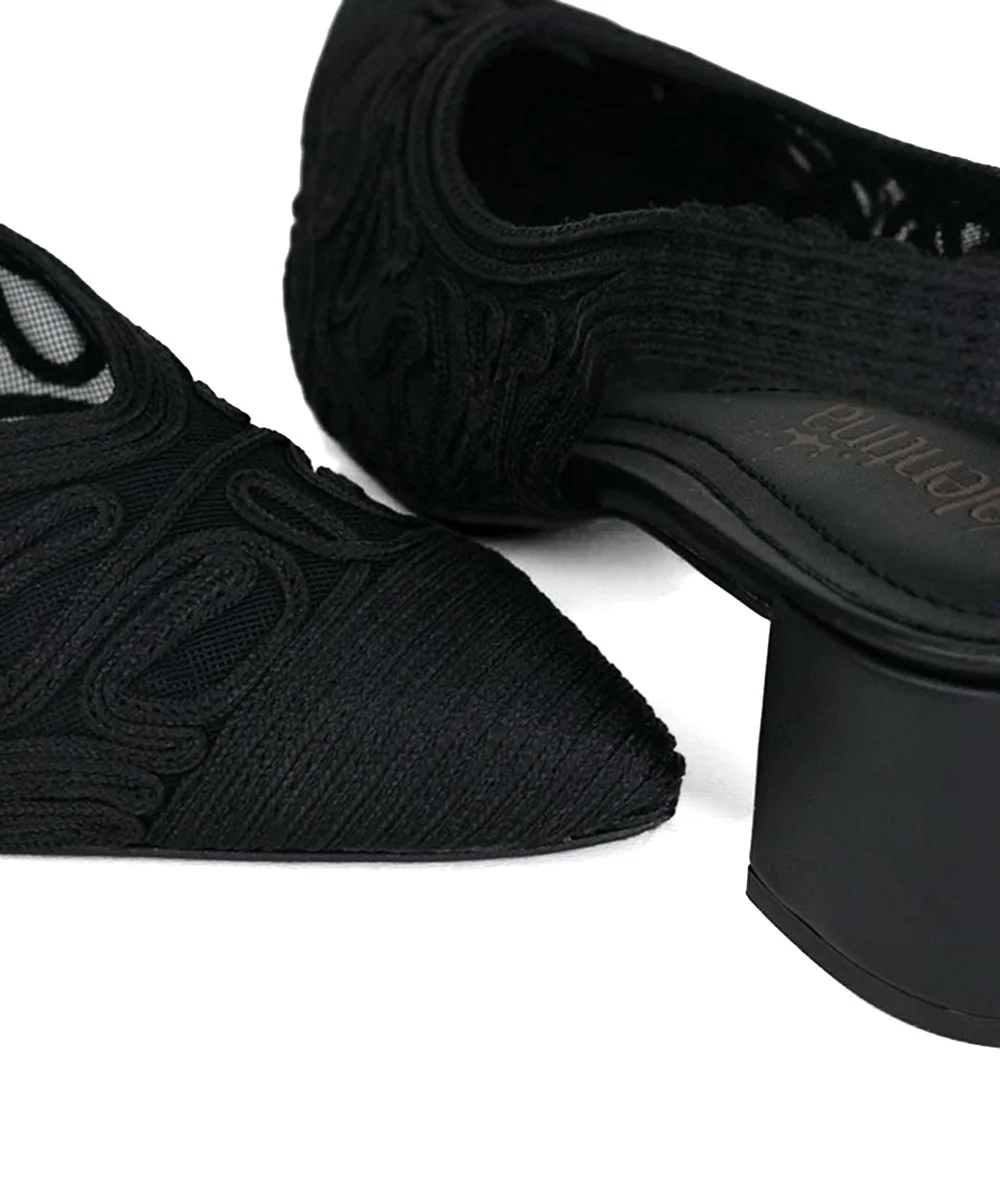 Sapato Slingback Valentina Salto Bloco Preto Preto 3