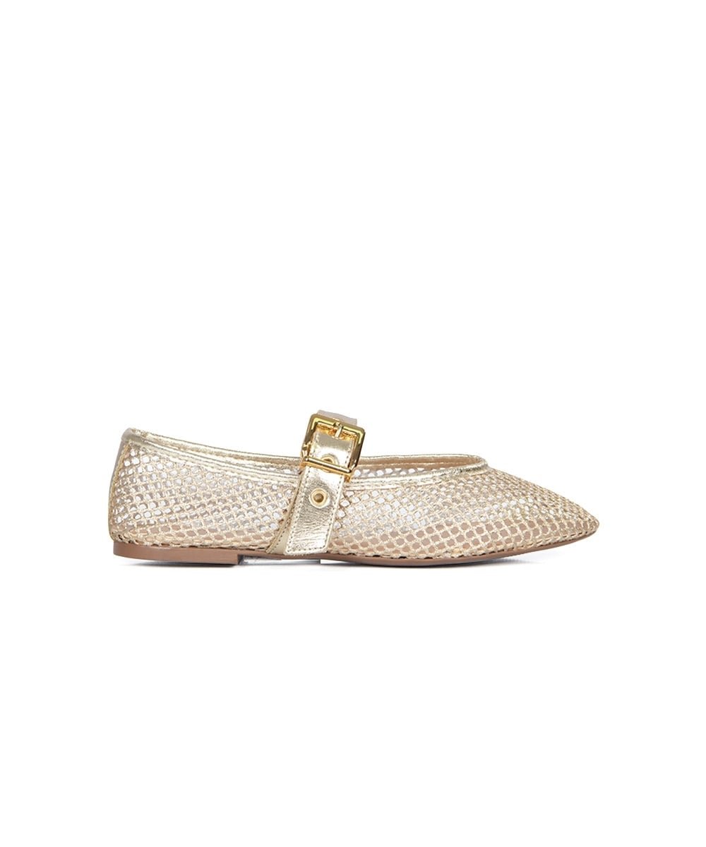 Sapatilha Mary Jane Giulia Domna Tela Lotus Ouro