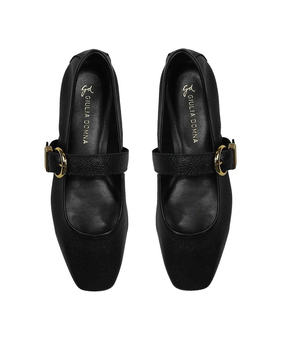 Sapatilha Giulia Domna Mary Jane Couro Preto Preto 2