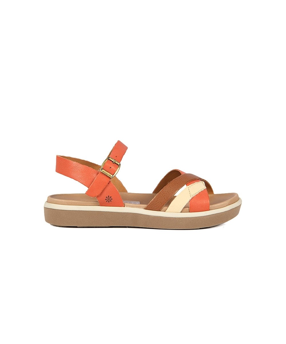 Sandália Flatform New Face Couro Multicolor