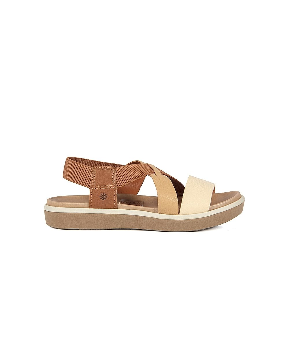 Sandália Flatform New Face Couro Creme
